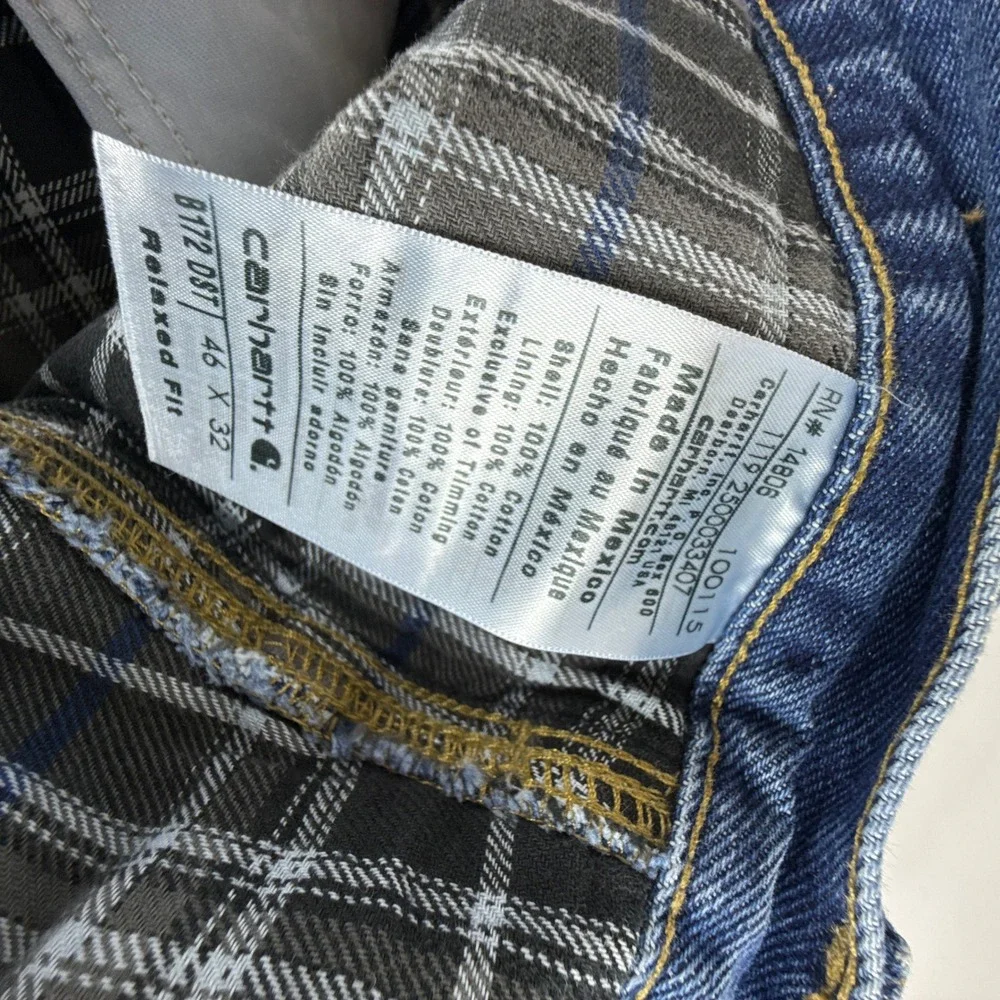Carhartt‎ B172 DST Relaxed Fit Flannel Lined Straight Leg Jeans Mens 46x32 NWT